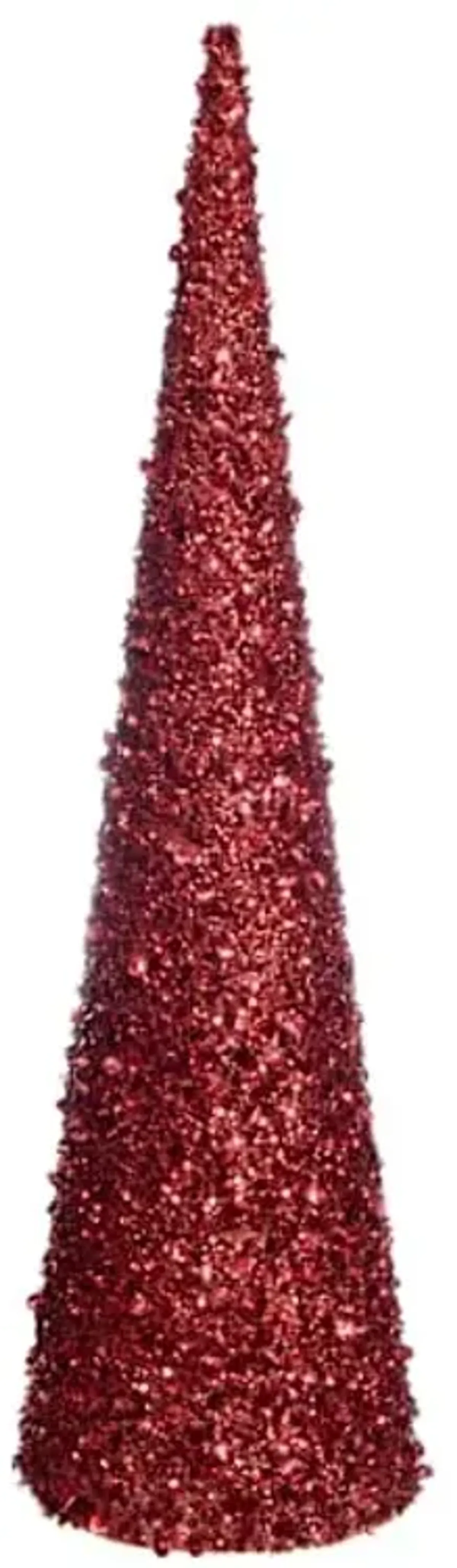 Red Glittered Cone Tree, 30"