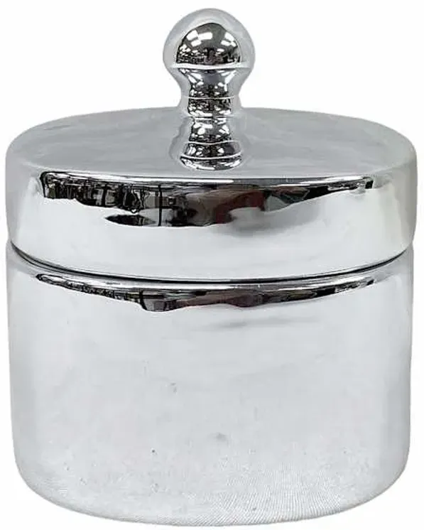 Found & Fable Silver Oval Ceramic Box, 4x3