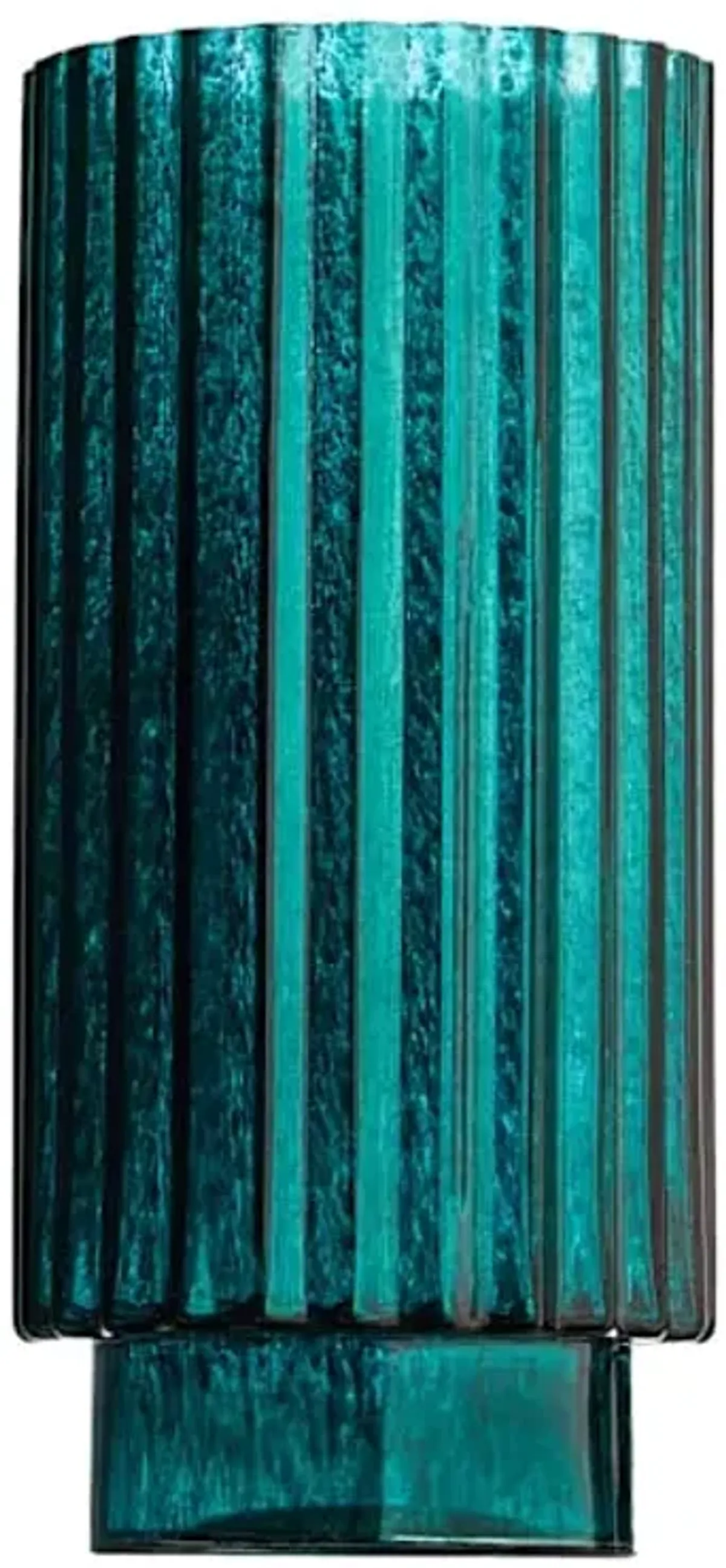 Found & Fable Green Ribbed Glass Vase, 10"