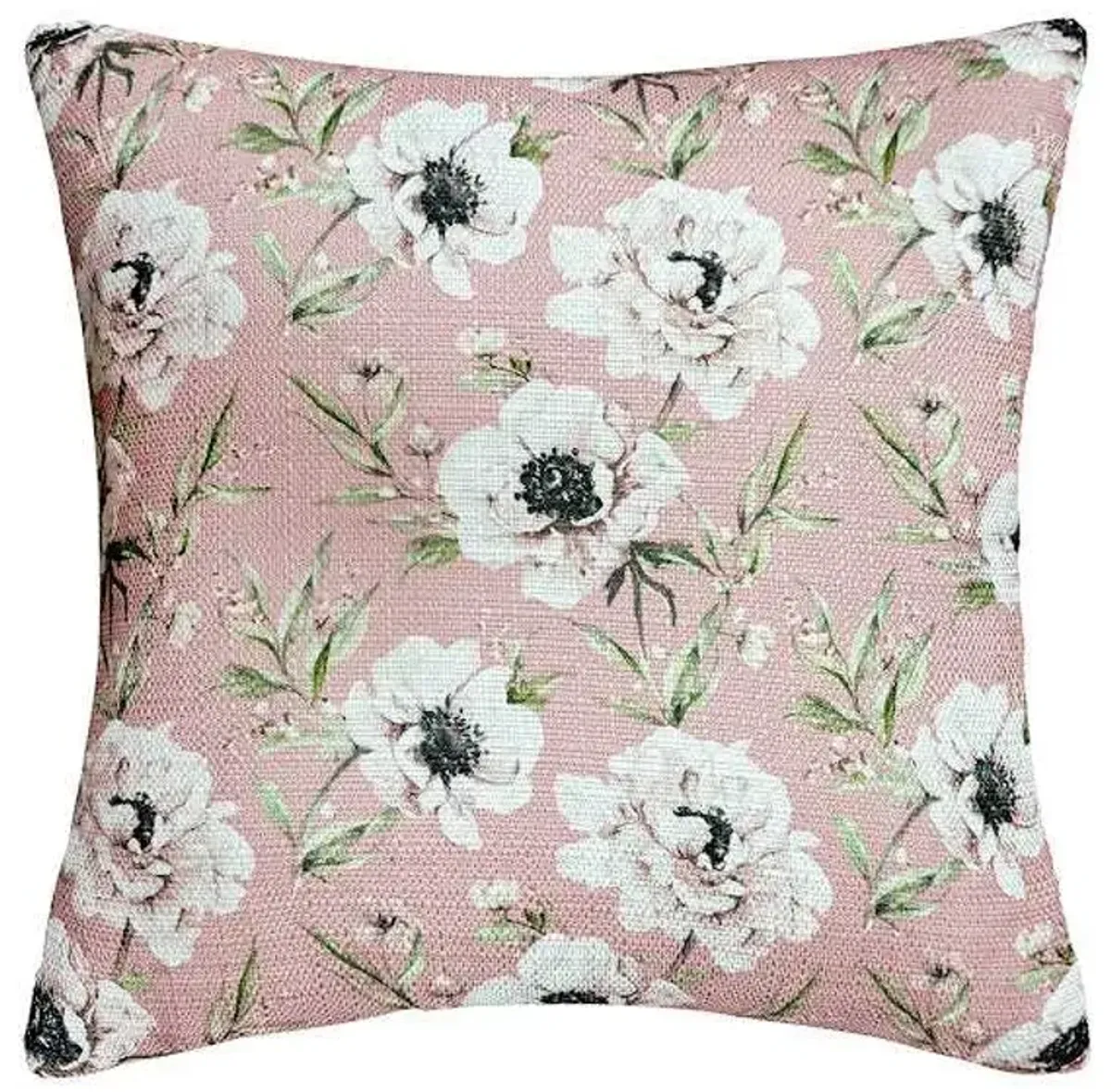 Mauve Peony Printed Throw Pillow, 18"