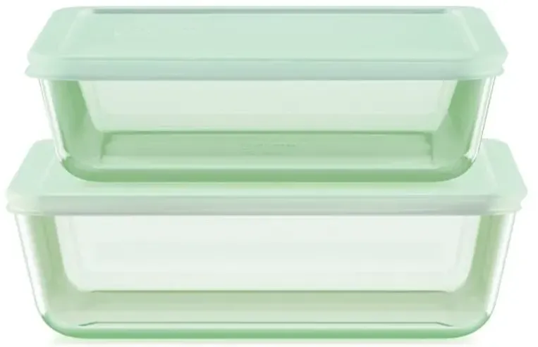 Pyrex 4-Piece Green Glass Rectangle Food Storage Value Pack
