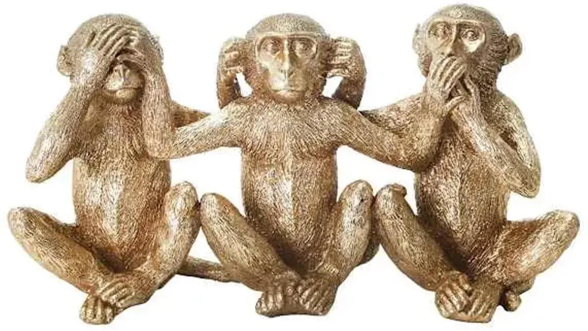 Gold Monkey Trio Decor, 6"