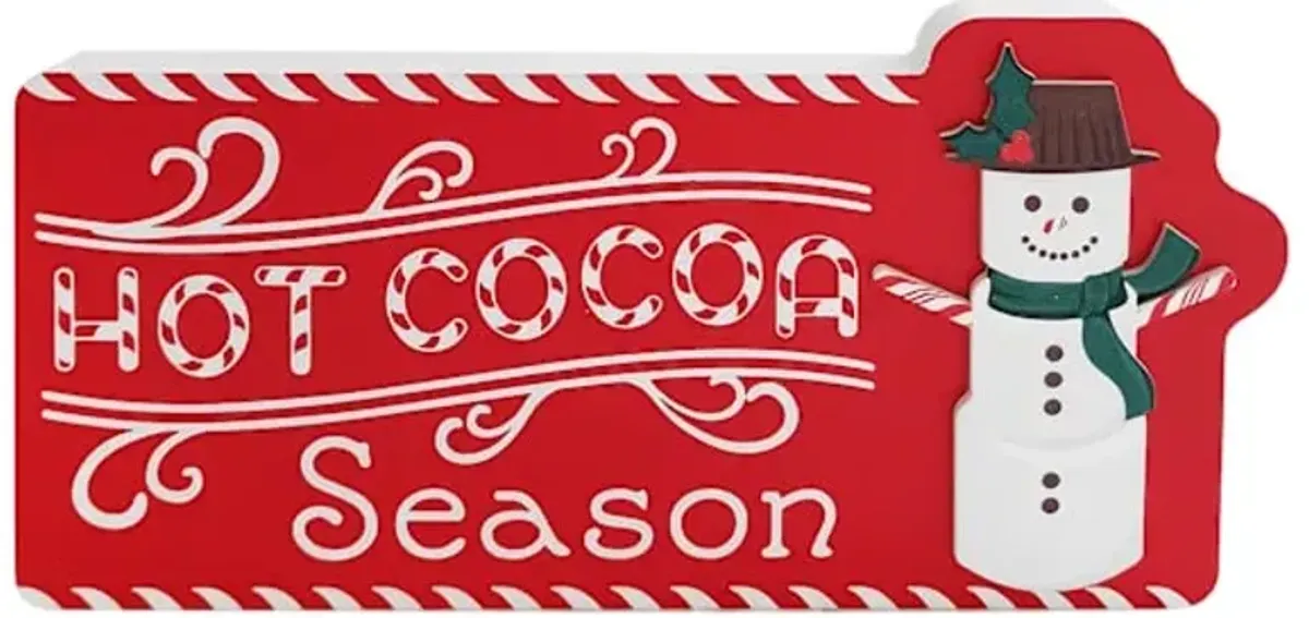 White Hot Cocoa Snowman Sign, 8"