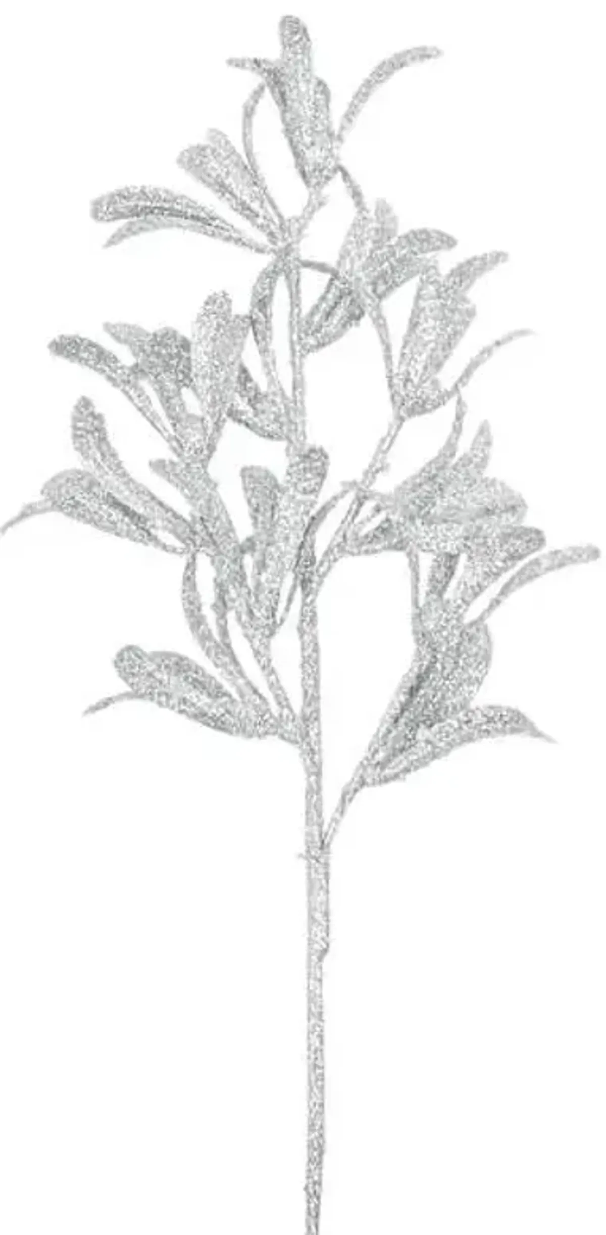 Silver Glittered Sage Mistletoe Pick, 20"