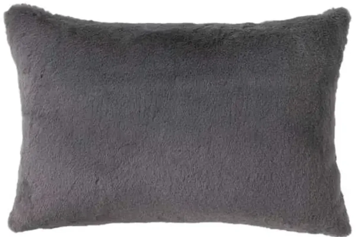 Bristol Dark Grey Faux Fur Throw Pillow, 14x20