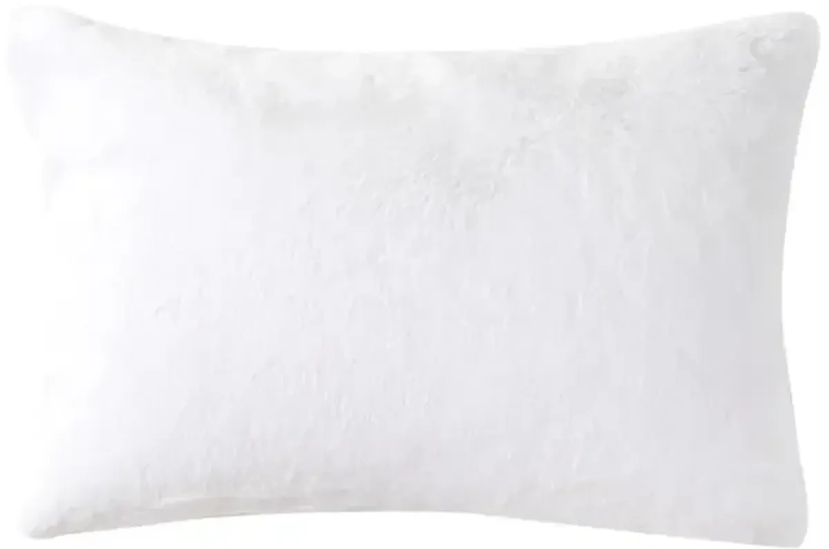 Bristol White Faux Fur Throw Pillow, 14x20