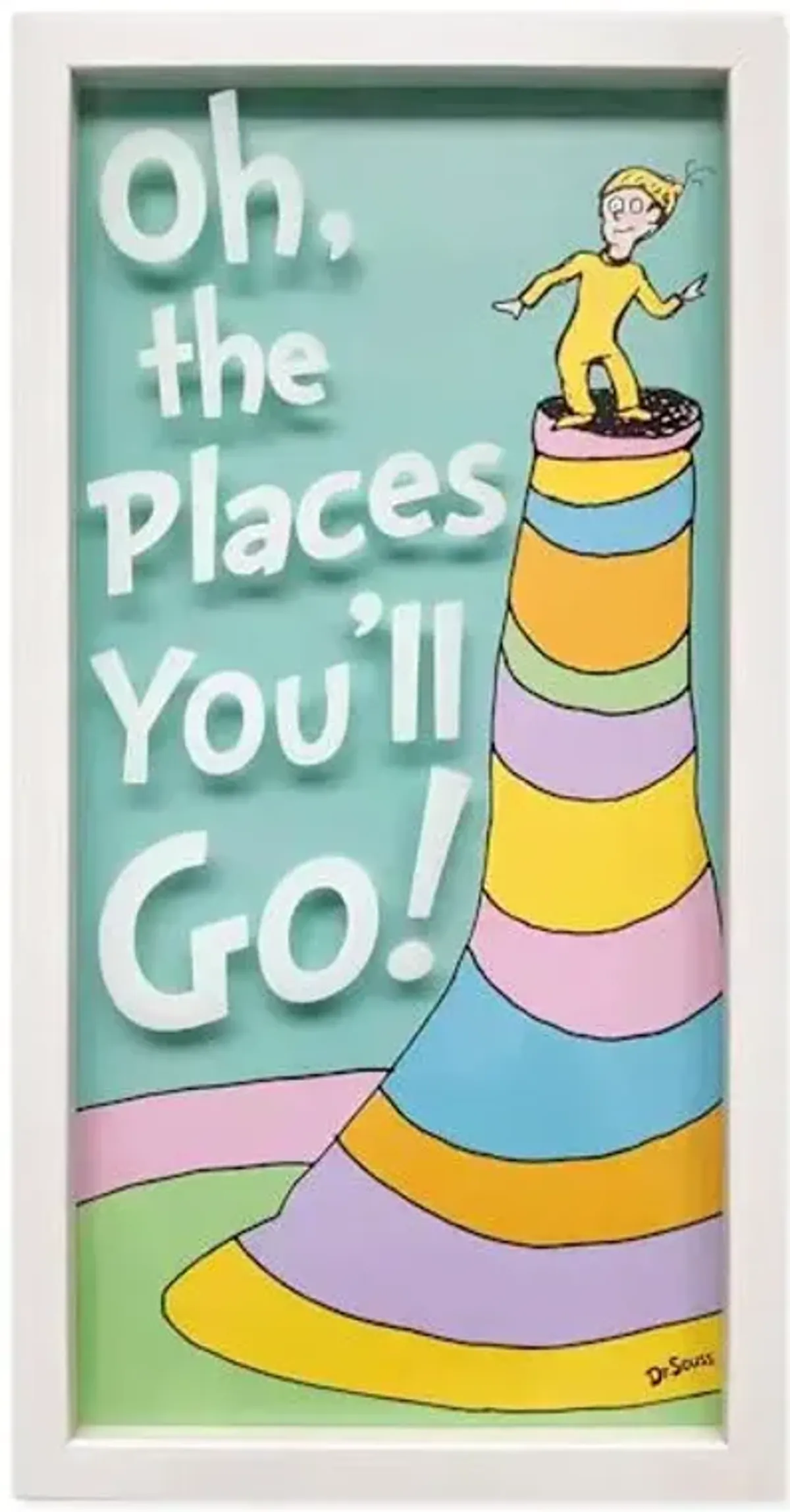 Dr. Seuss Glass Framed Places Oh the Places You'll Go Print Wall Decor, 20x10