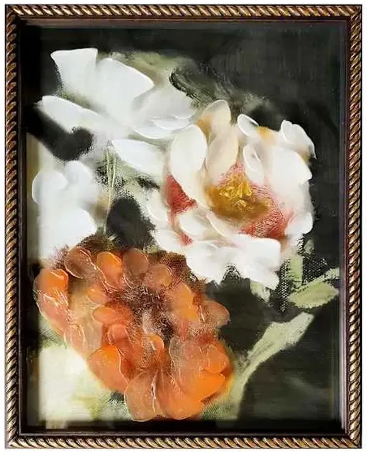 Abstract Moody Floral Art Under Glass, 20x16