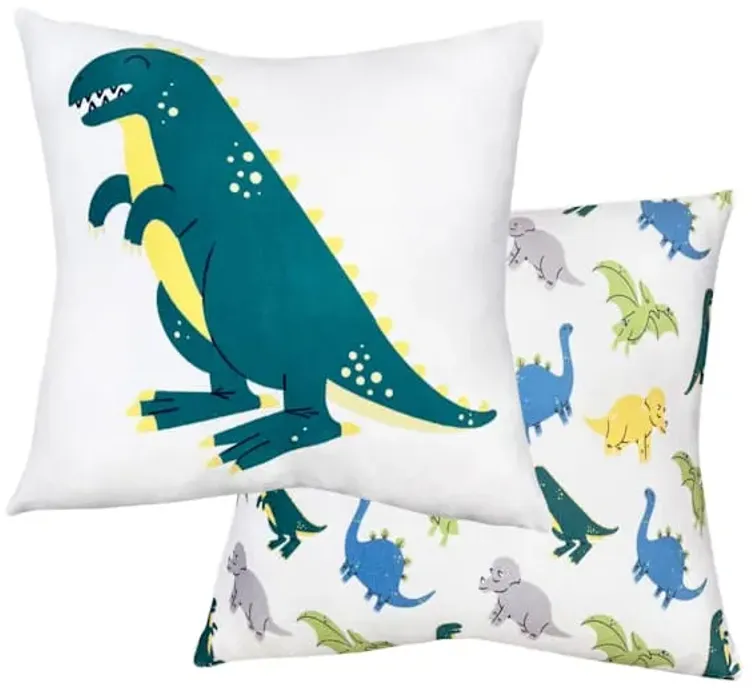 Tiny Dreamers 2-Pack T-Rex & Dinosaur Throw Pillows, 14"