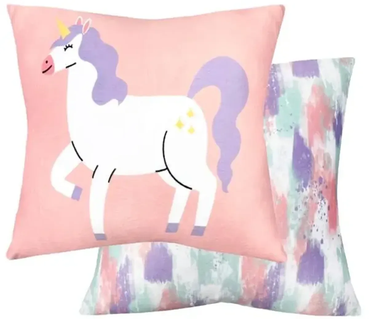 Tiny Dreamers 2-Pack Unicorn & Galaxy Throw Pillows, 14"
