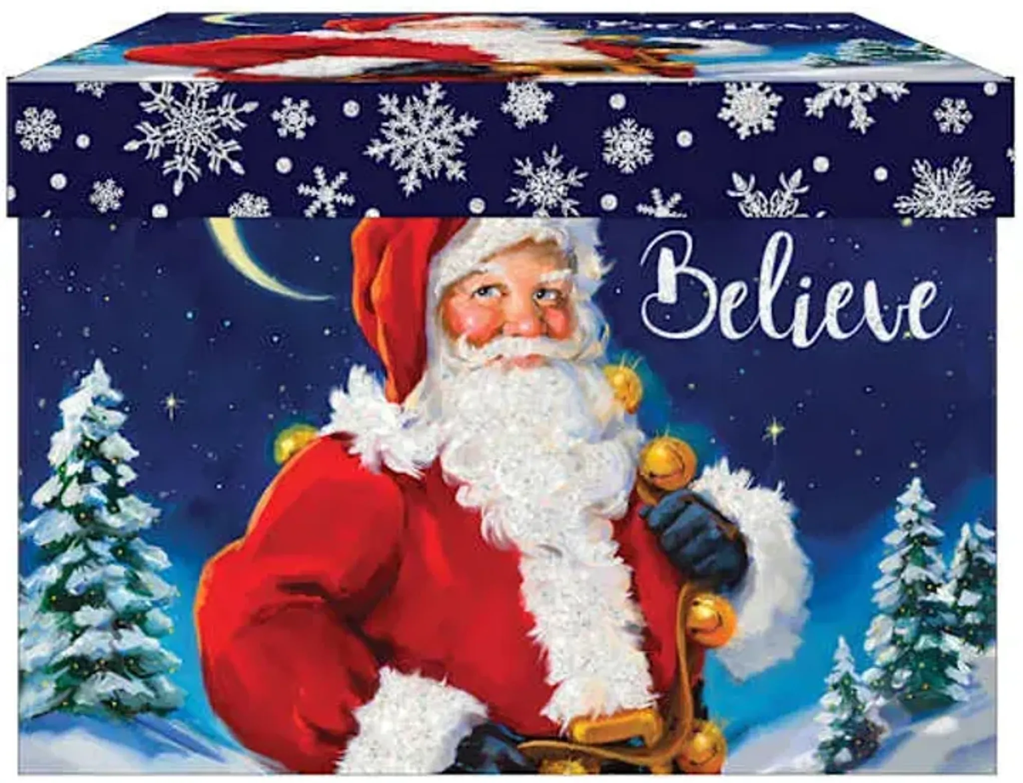 Red Sparkle Santa Cube Box Large At Home | Furniture.com