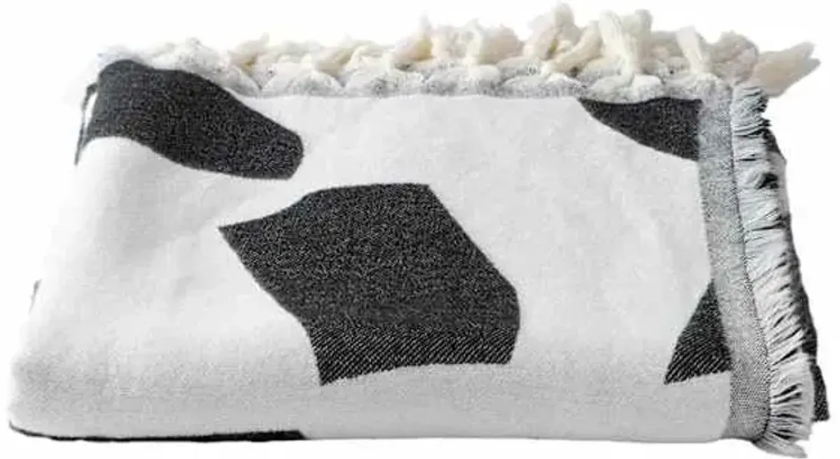 Crosby St. Black & White Modern Geo Woven Throw Blanket, 50x60