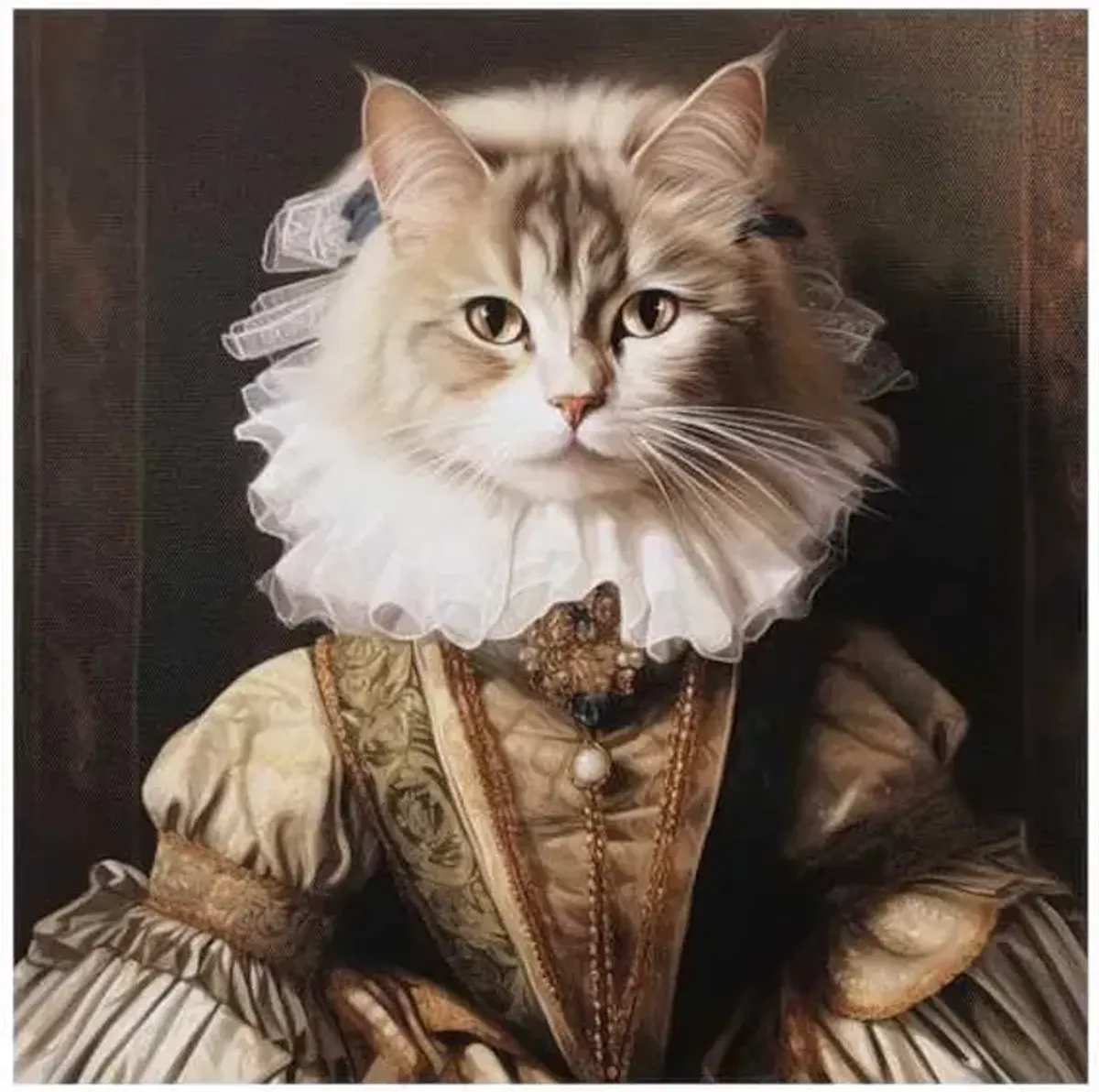 Grey Victorian Cat Canvas Wall Art, 12"