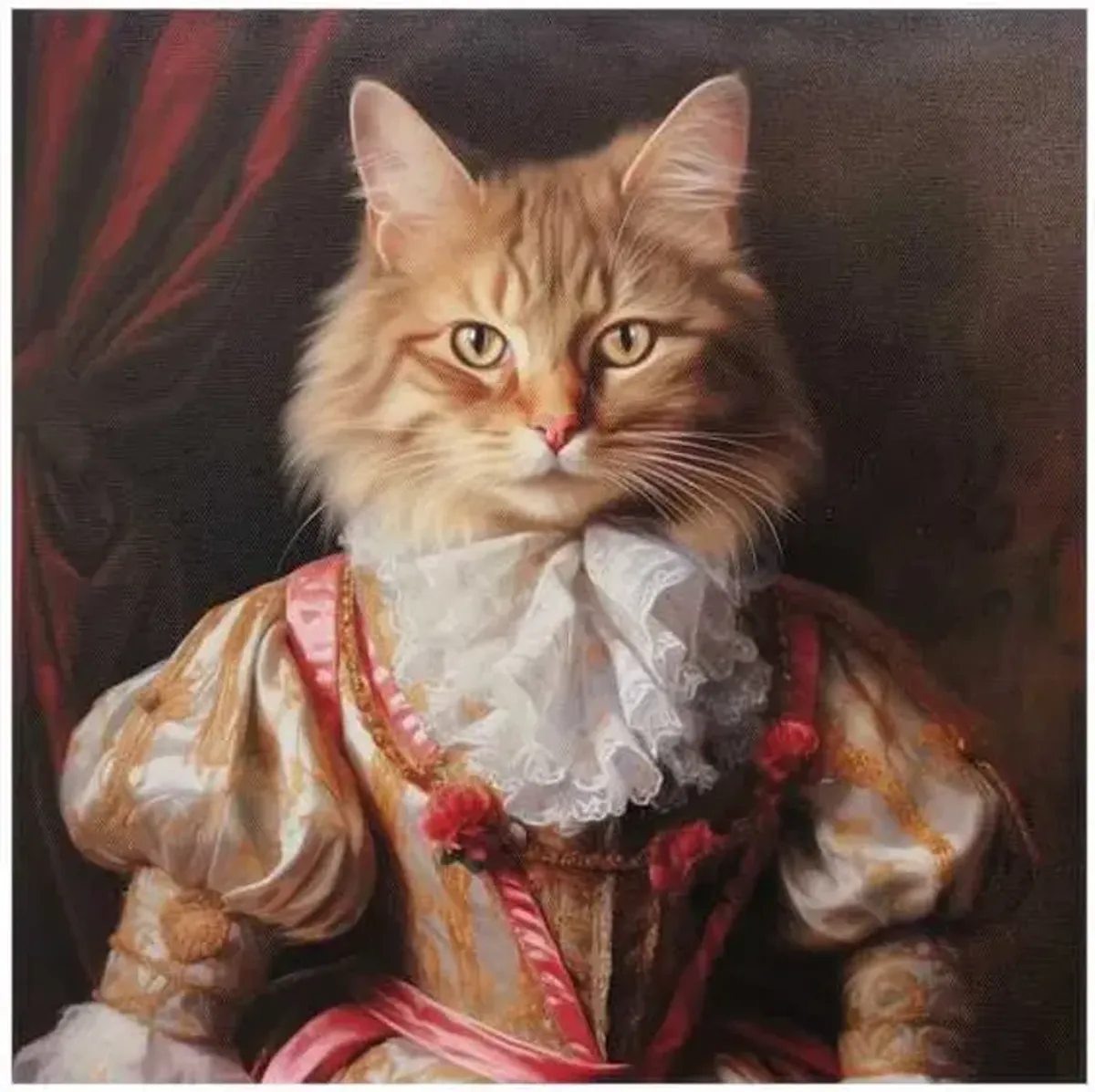 Orange Victorian Cat Canvas Wall Art, 12"