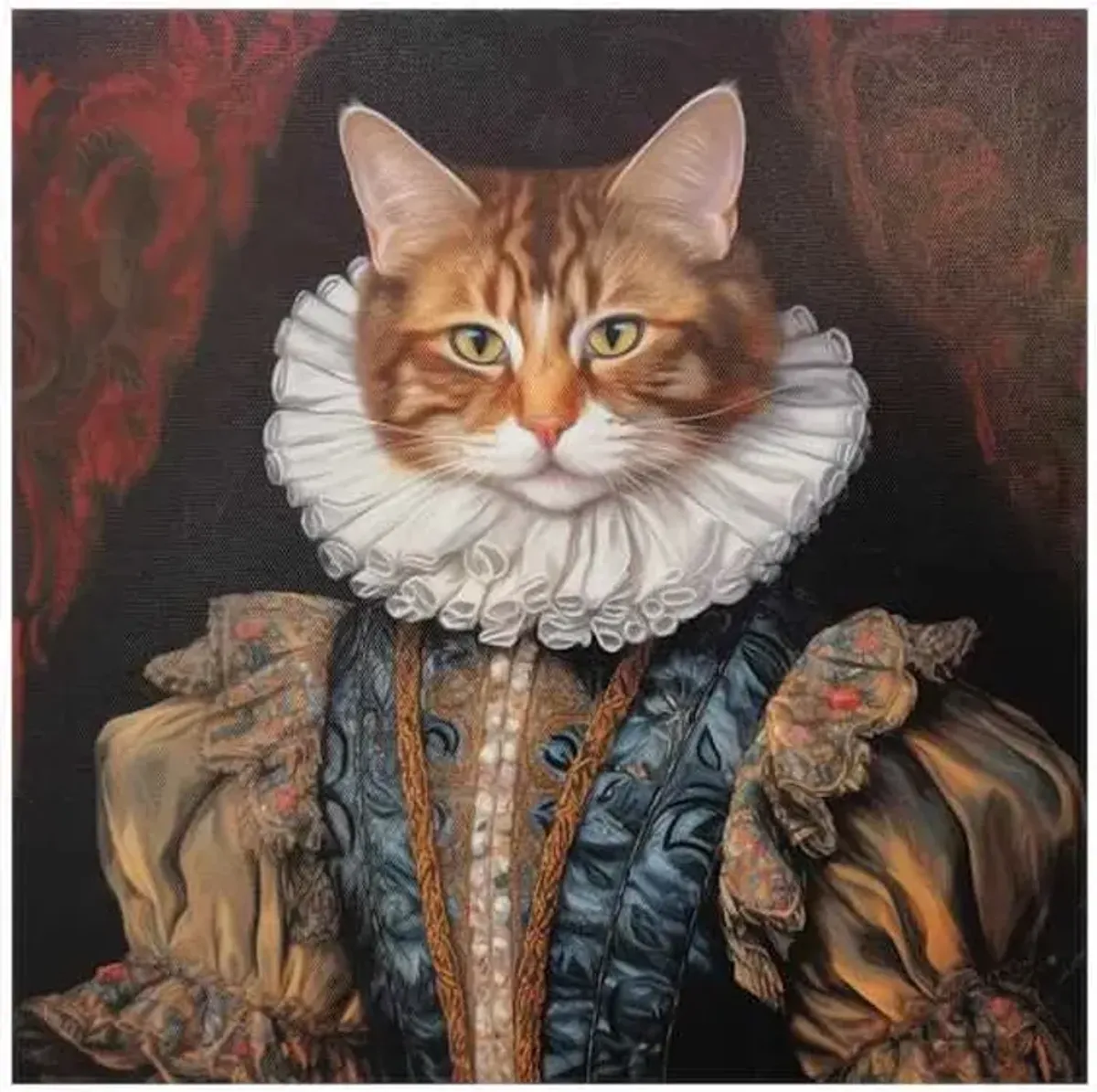 Orange Victorian Cat Canvas Wall Art, 12"