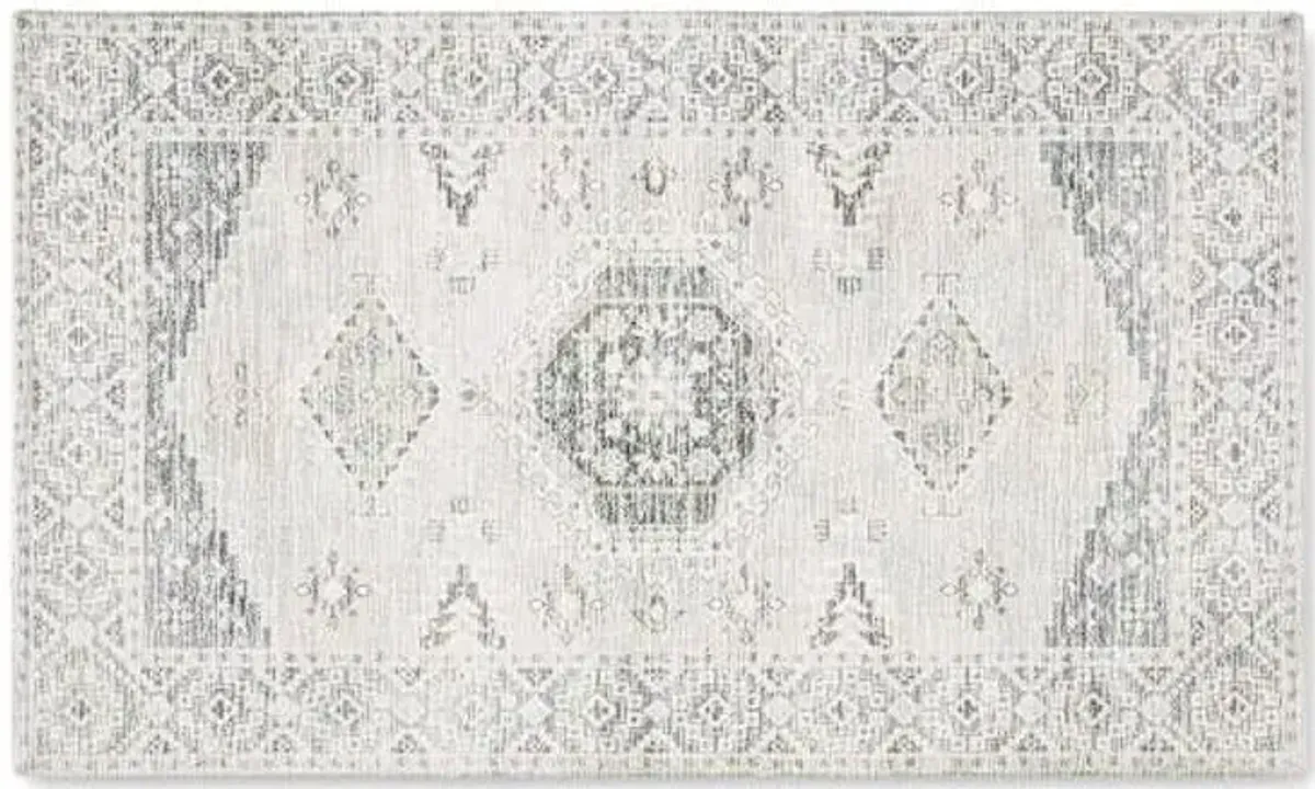 Charlotte Ivory & Blue Tahari Center Medallion Accent Rug, 24x44