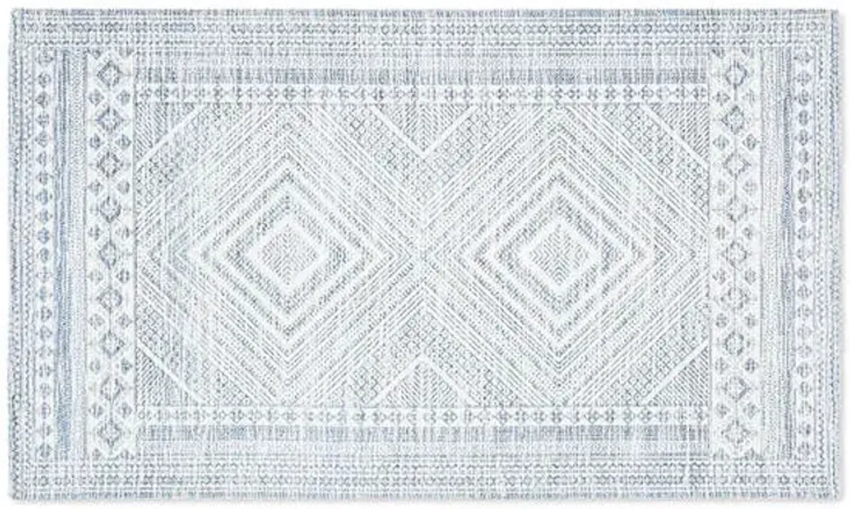 Charlotte Ivory & Blue Tahari Diamond Accent Rug, 24x44