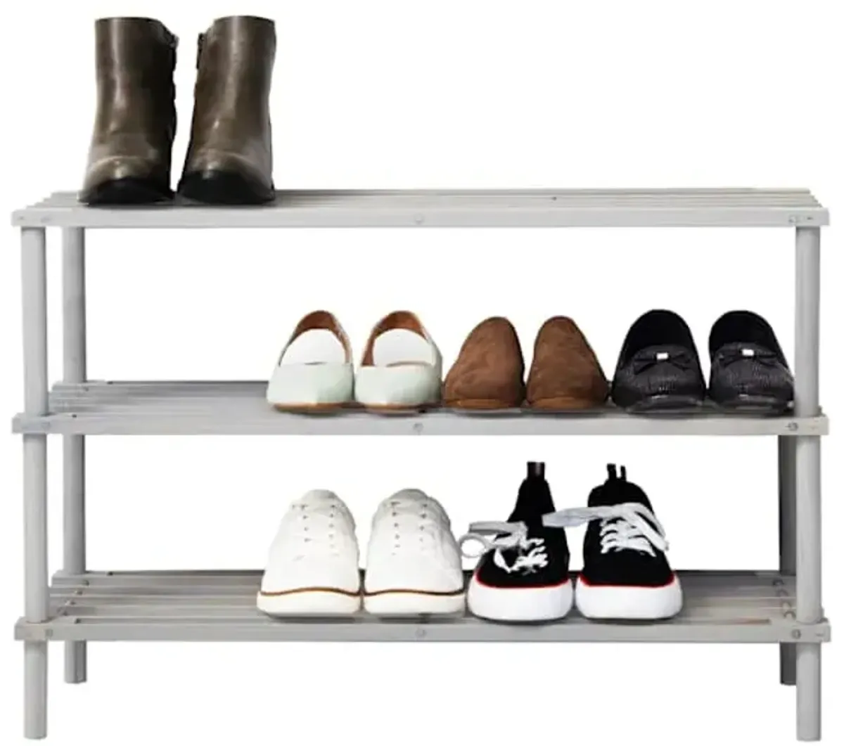 3-Tier Wood Shoe Rack, Barnyard Grey