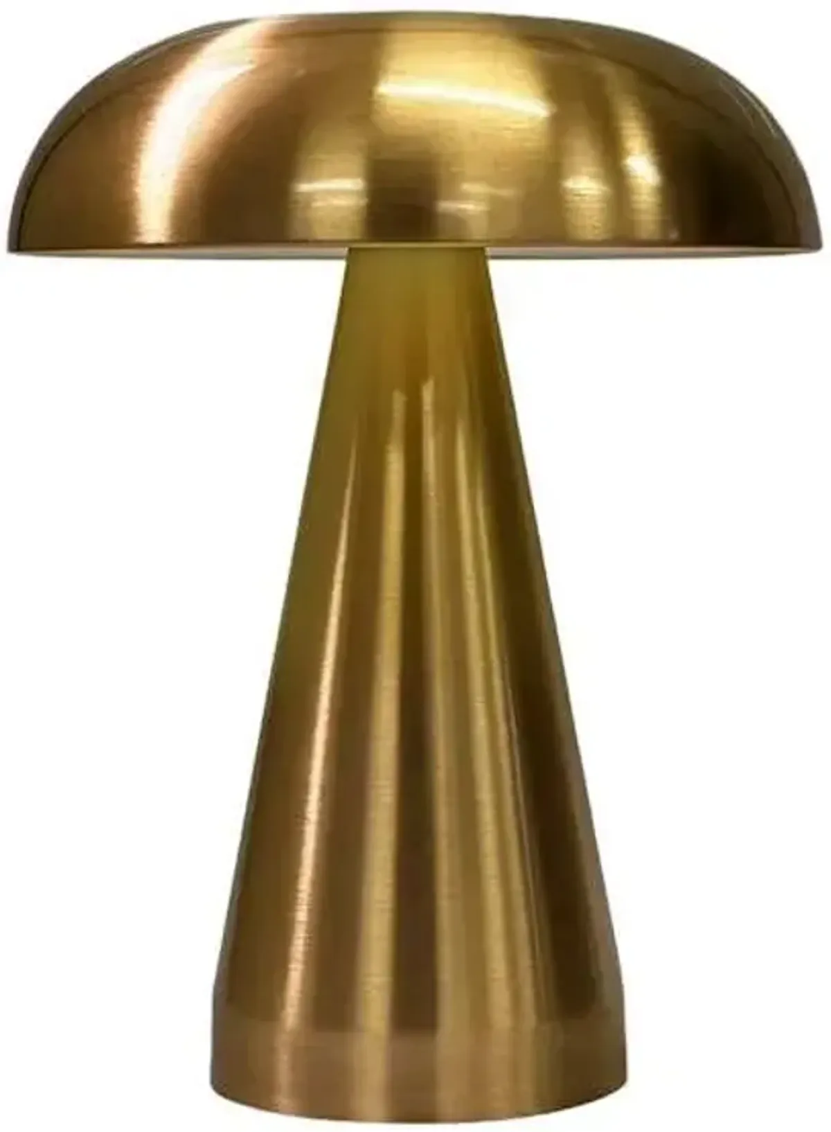 Gold Mushroom Metal Touch Portable Rechargeable Lamp, 8"