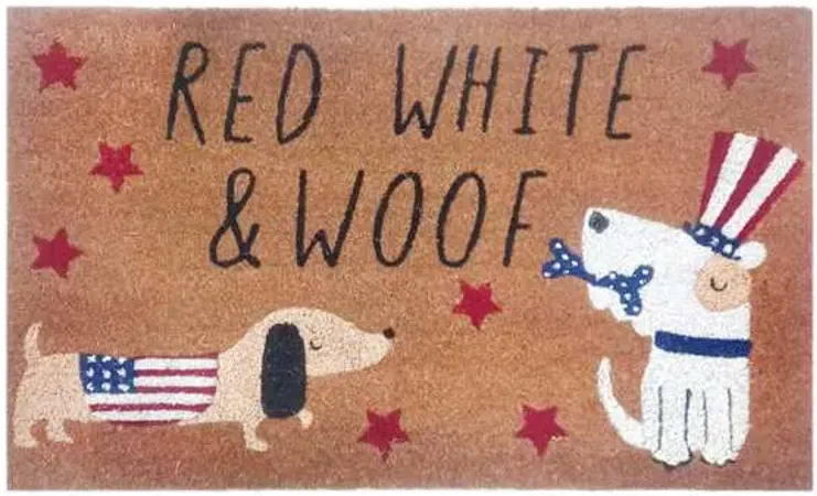 Red, White & Woof Patriotic Dogs Coir Mat, 18x30