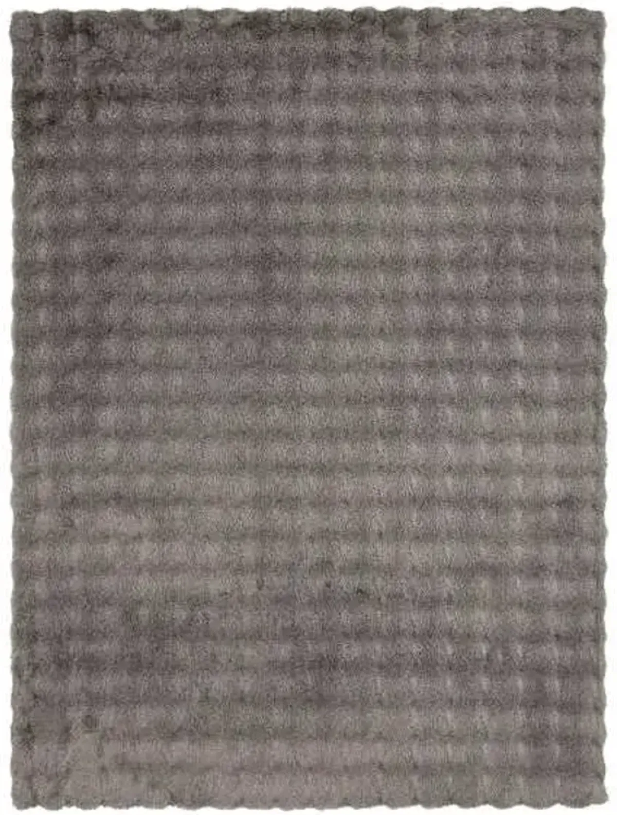 (B890) Crosby St. Grey Two-Tone Bebel Faux Fur Shag Area Rug, 5x7