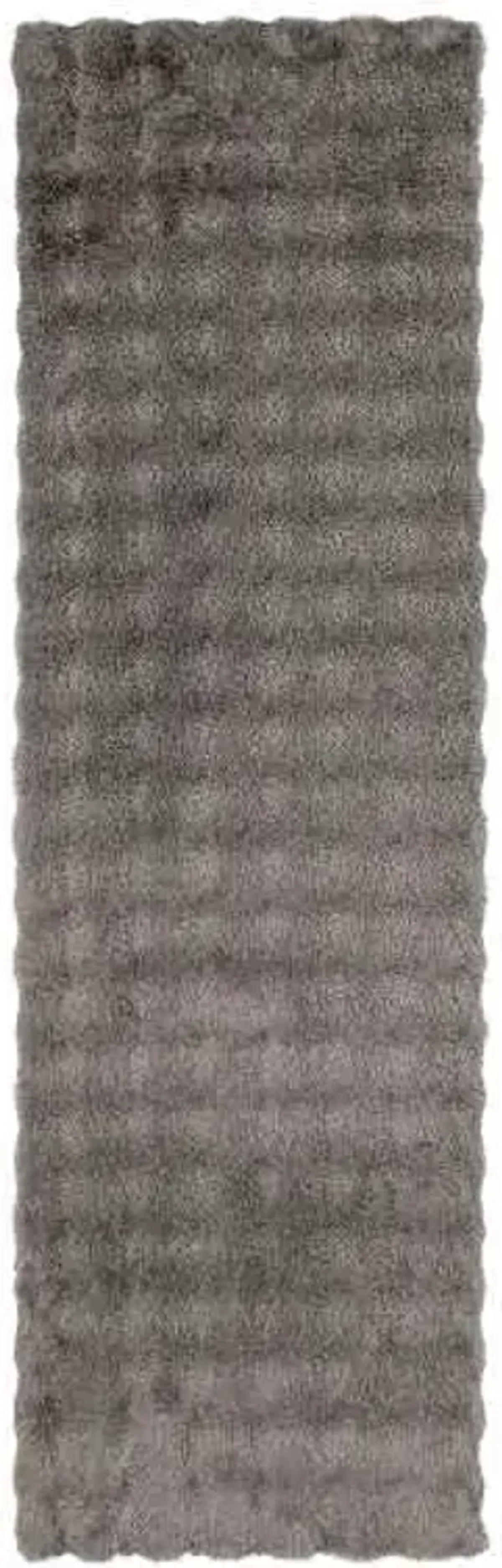 (B890) Crosby St. Grey Two-Tone Bebel Faux Fur Shag Runner, 2x7