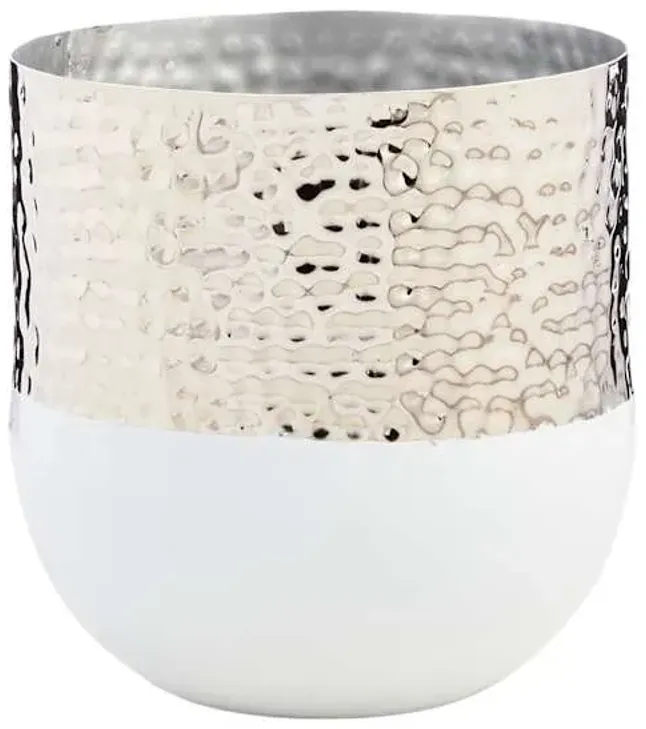 Found & Fable Silver Metal Outdoor Planter, Small