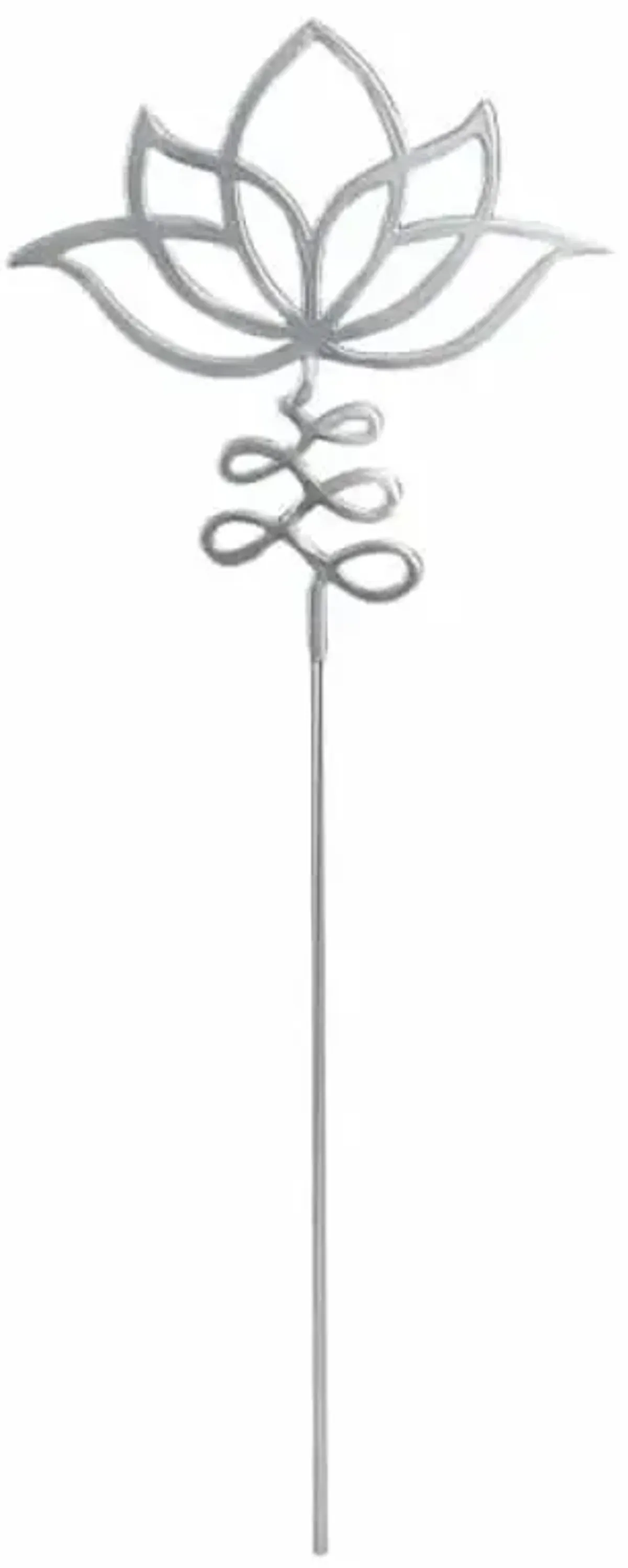 Silver Metal Lotus Flower Yard Pick, 12"