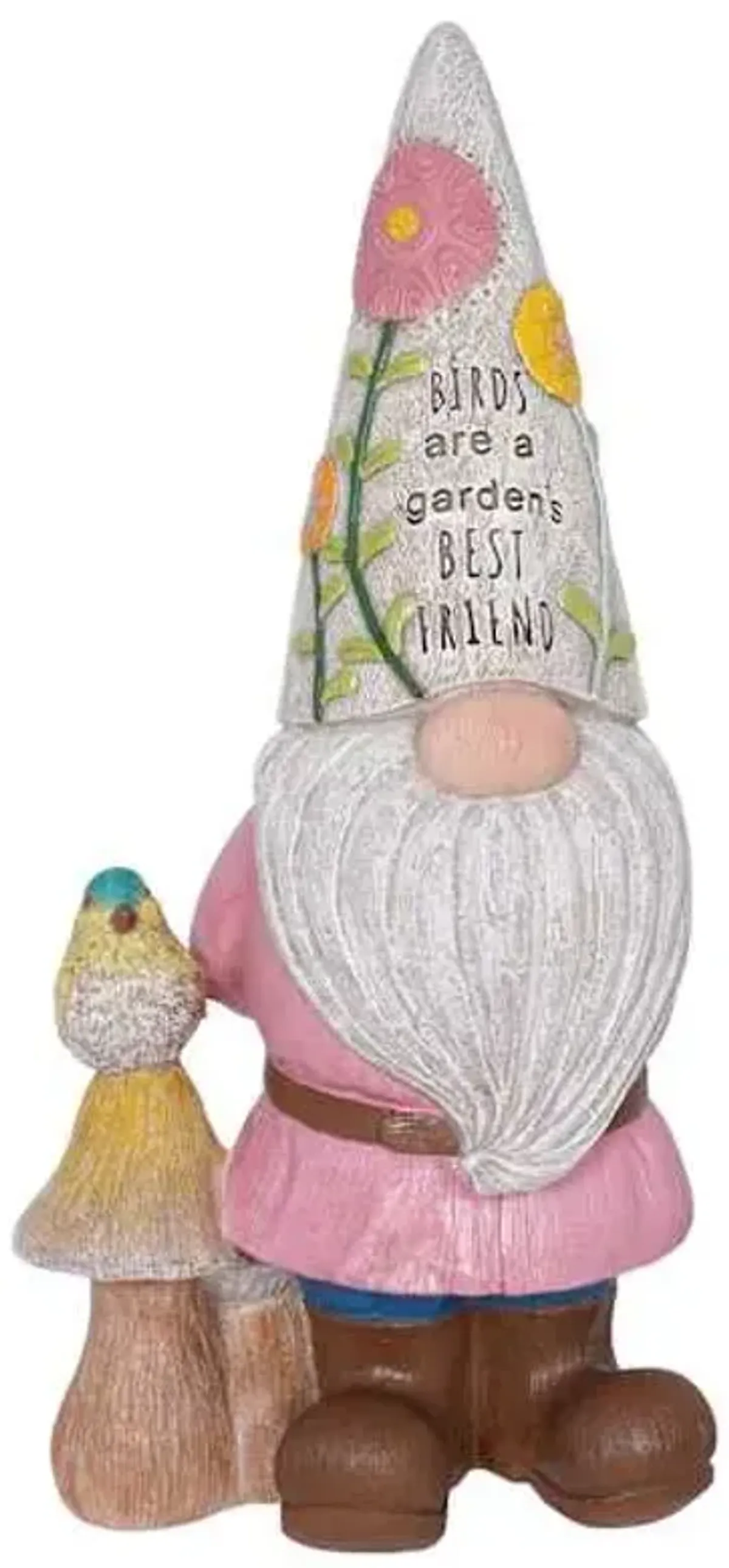Pink Gnome Outdoor Garden Statue, 15"