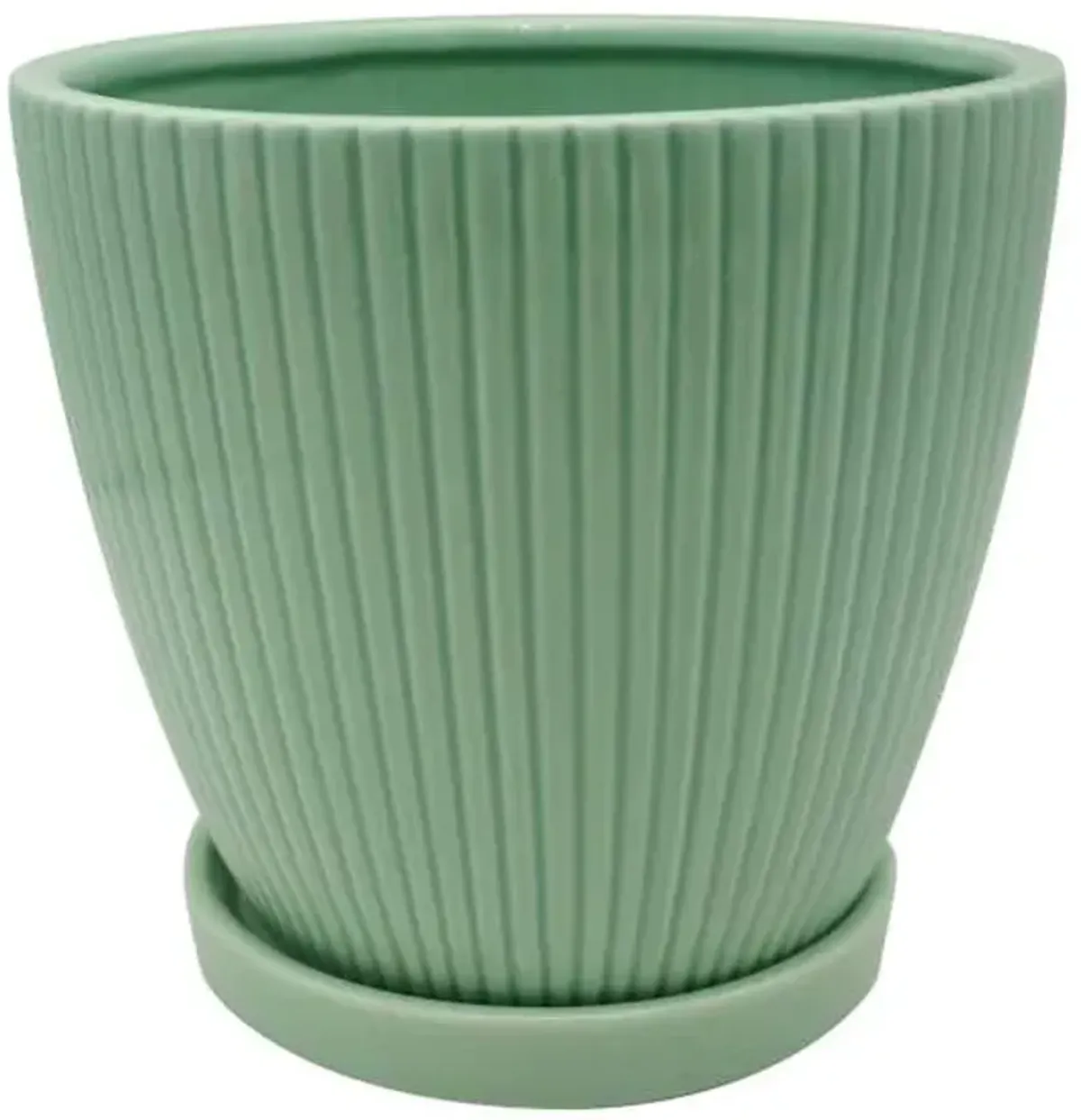 Sunny Club Indoor Green Ribbed Planter, 6"