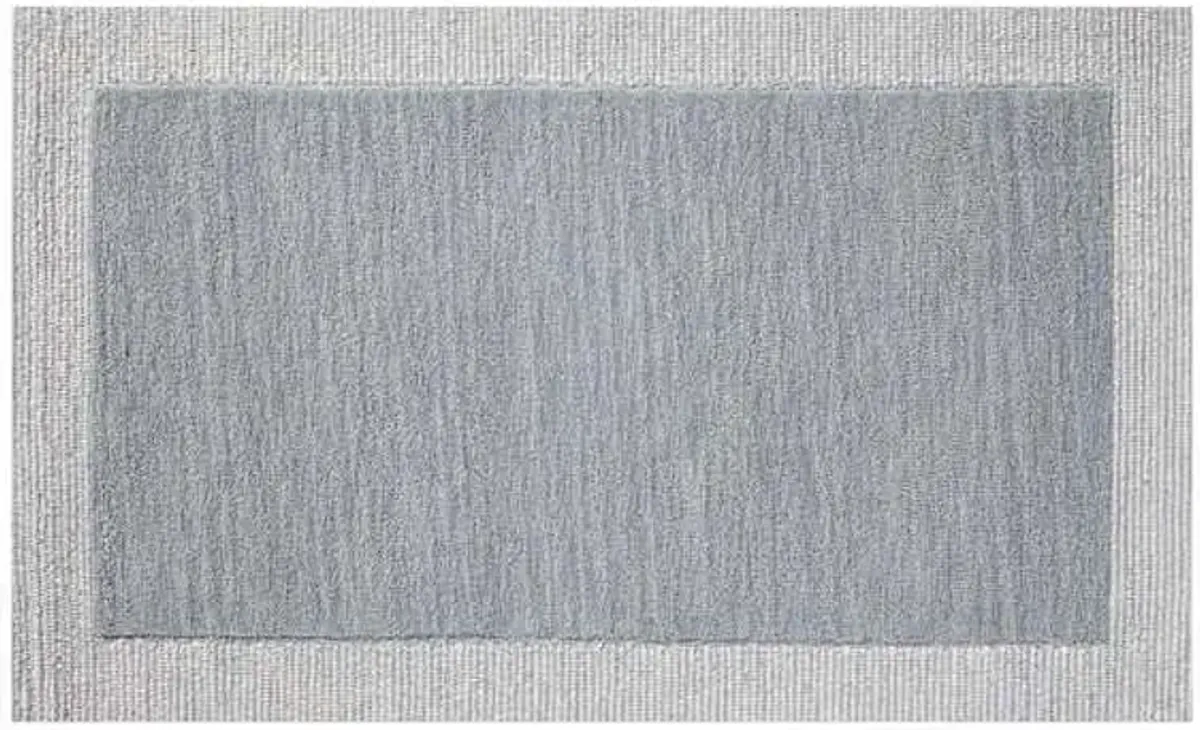 (A529) Linwood Blue Tufted Area Rug with Border, 3x5