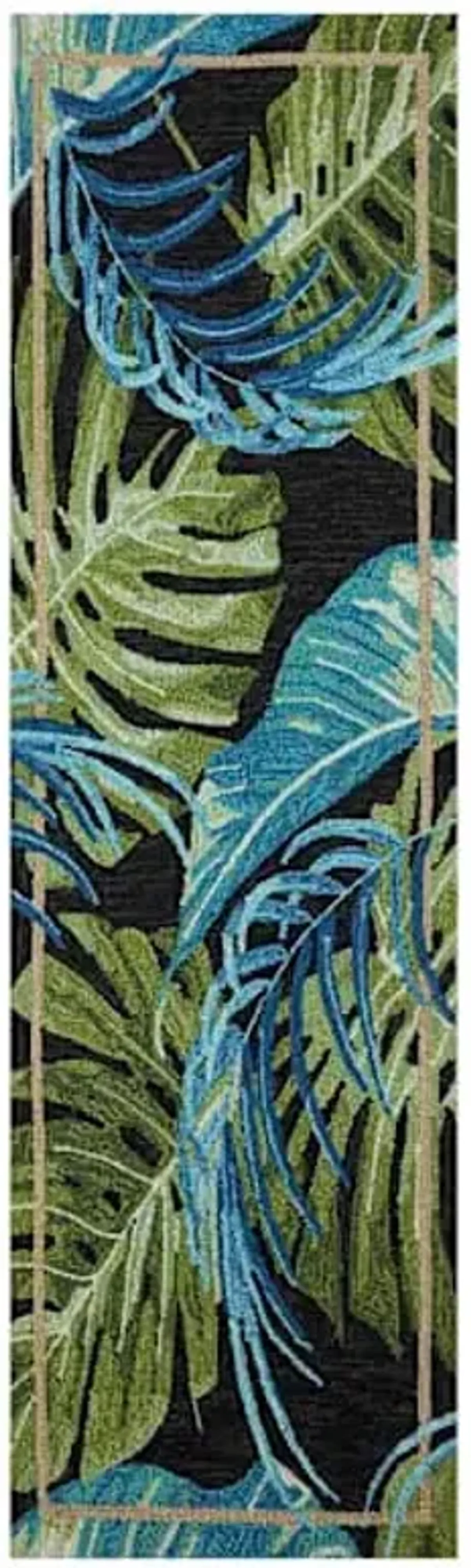 (E534) Santa Monica Palm Tufted Outdoor Runner, 2x7