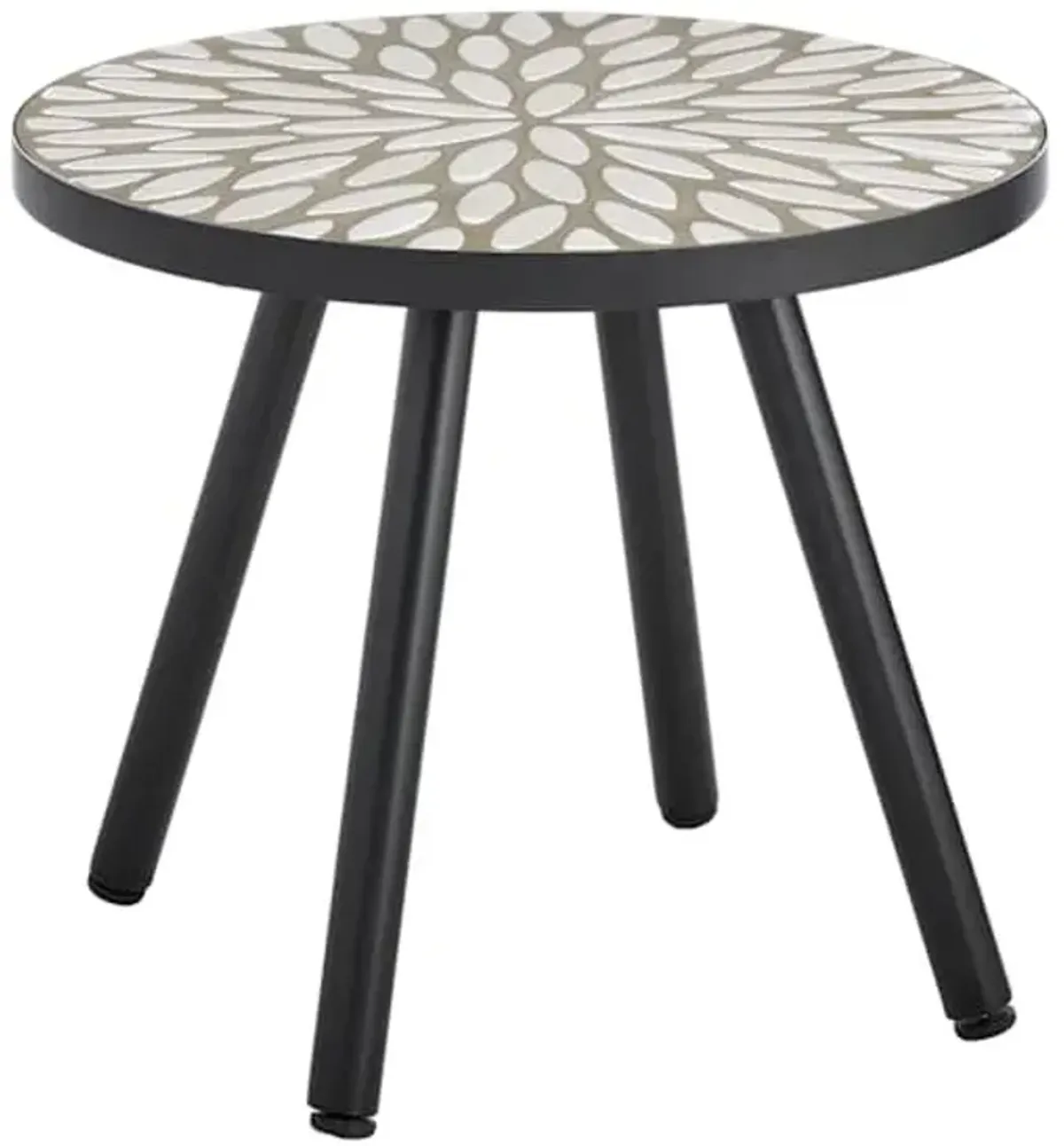 Mosaic Patio Side Table, White