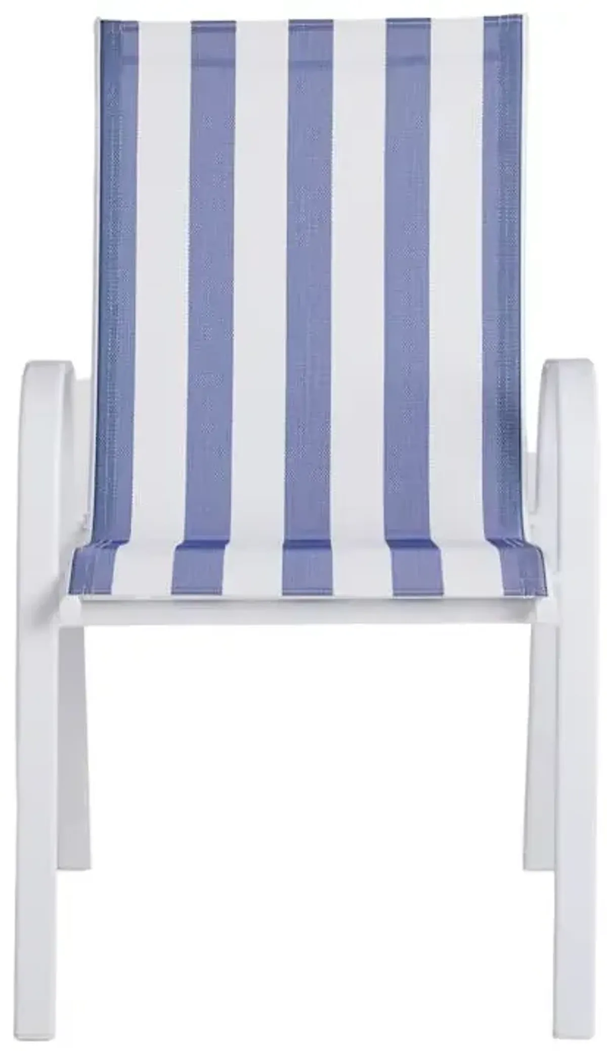 Stackable Sling Patio Chair, Blue & White Cabana