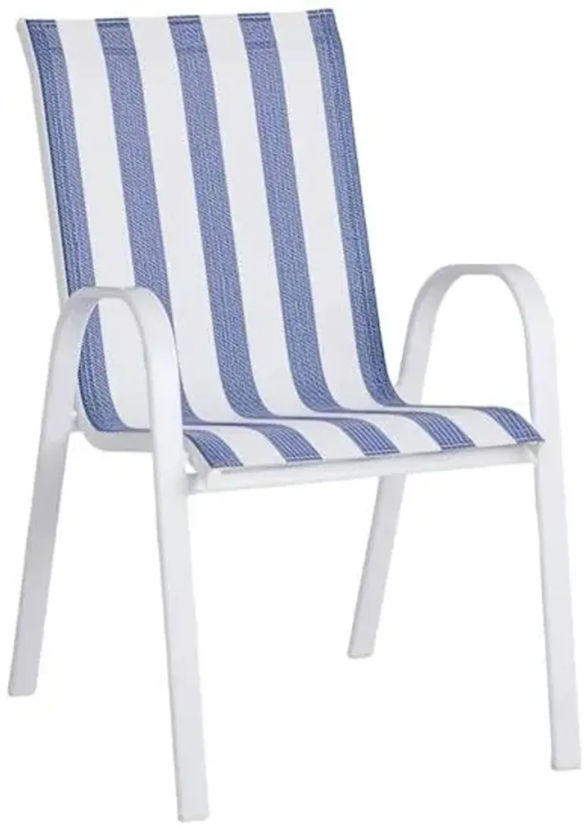 Stackable Sling Patio Chair, Blue & White Cabana