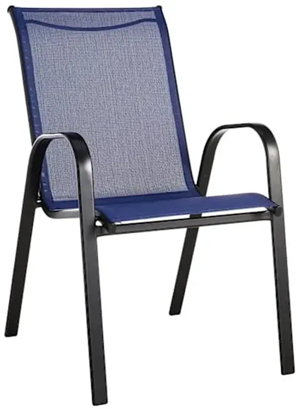 Stackable Sling Patio Chair, Navy Blue