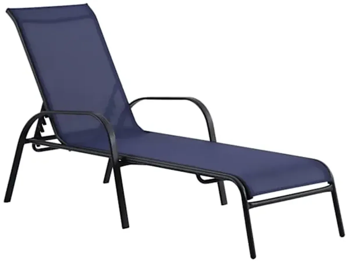 Stackable Sling Patio Chaise Lounge Chair, Navy Blue