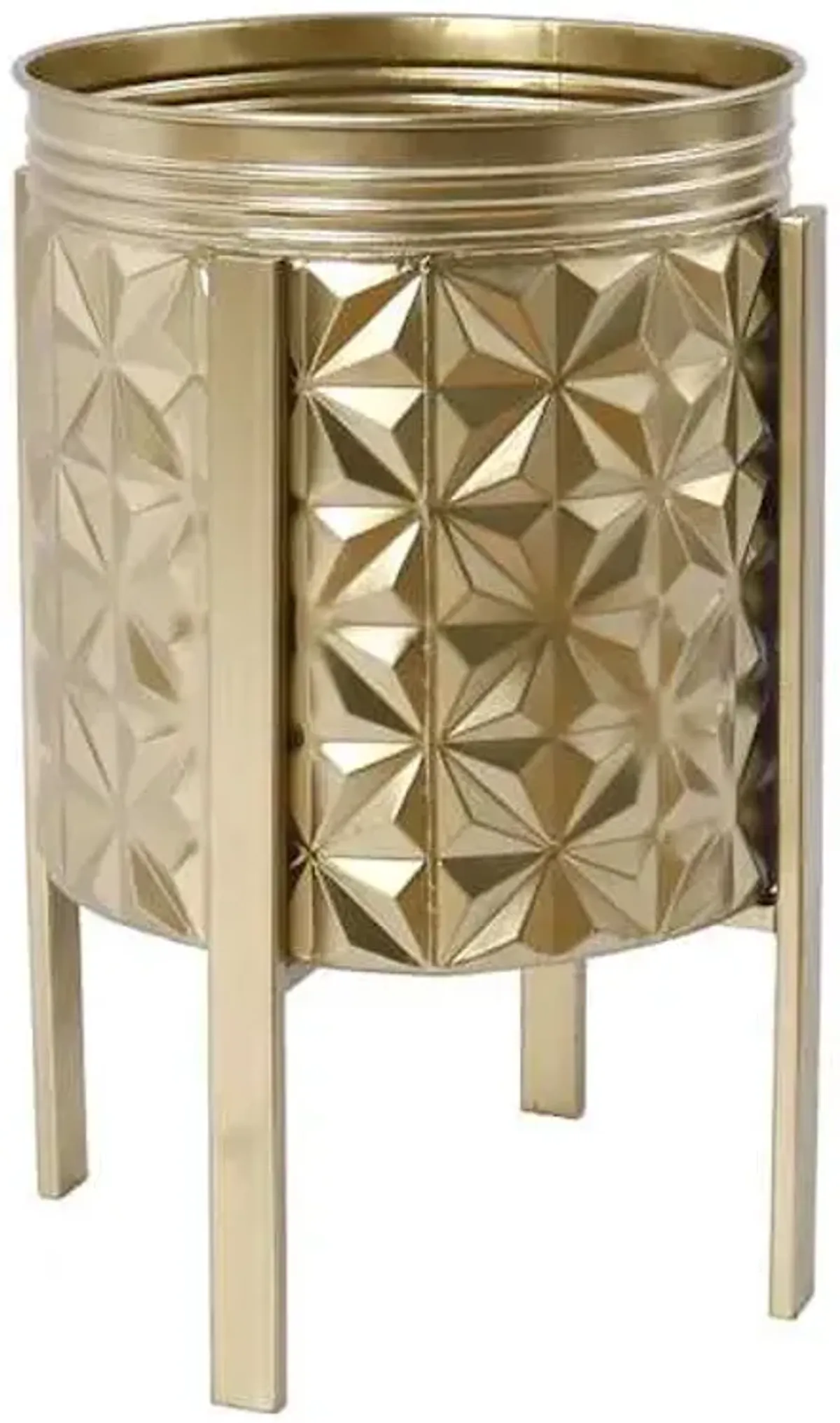 Gold Metal Planter with Stand, Medium