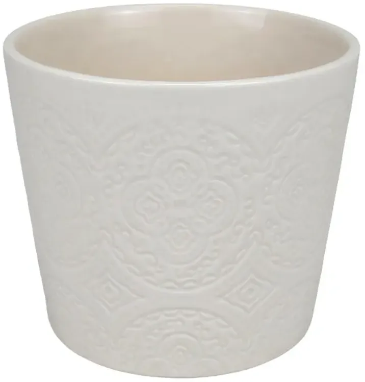Indoor Cream Ceramic Medallion Planter, 5"