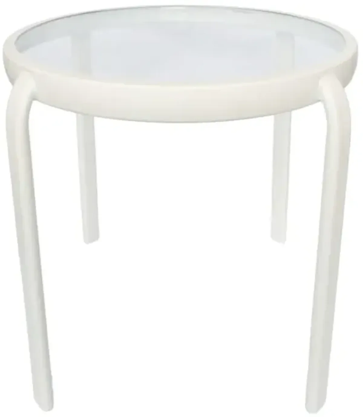 Glass Side Patio Table, White