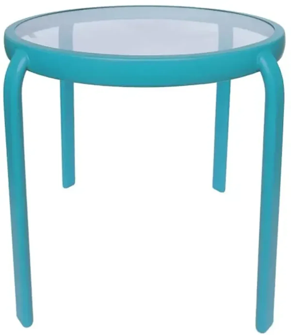 Glass Side Patio Table, Teal