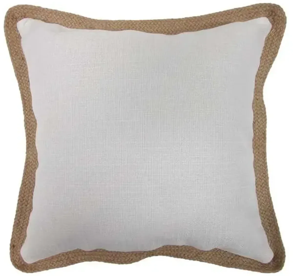 2-Pack White Jute Trim Outdoor Throw Pillow, 18"