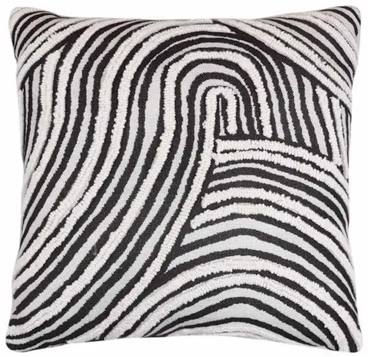 Crosby St. Black & White Waves Woven Outdoor Throw Pillow, 18"