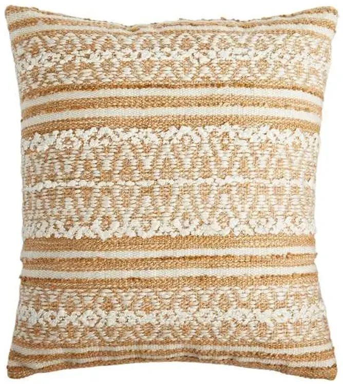 Natural Aztec Woven Outdoor Throw Pillow, 18"