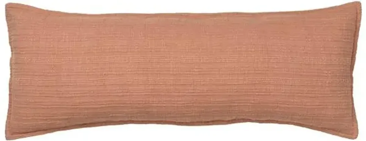 Pink Striped Slub Throw Pillow, 14x36