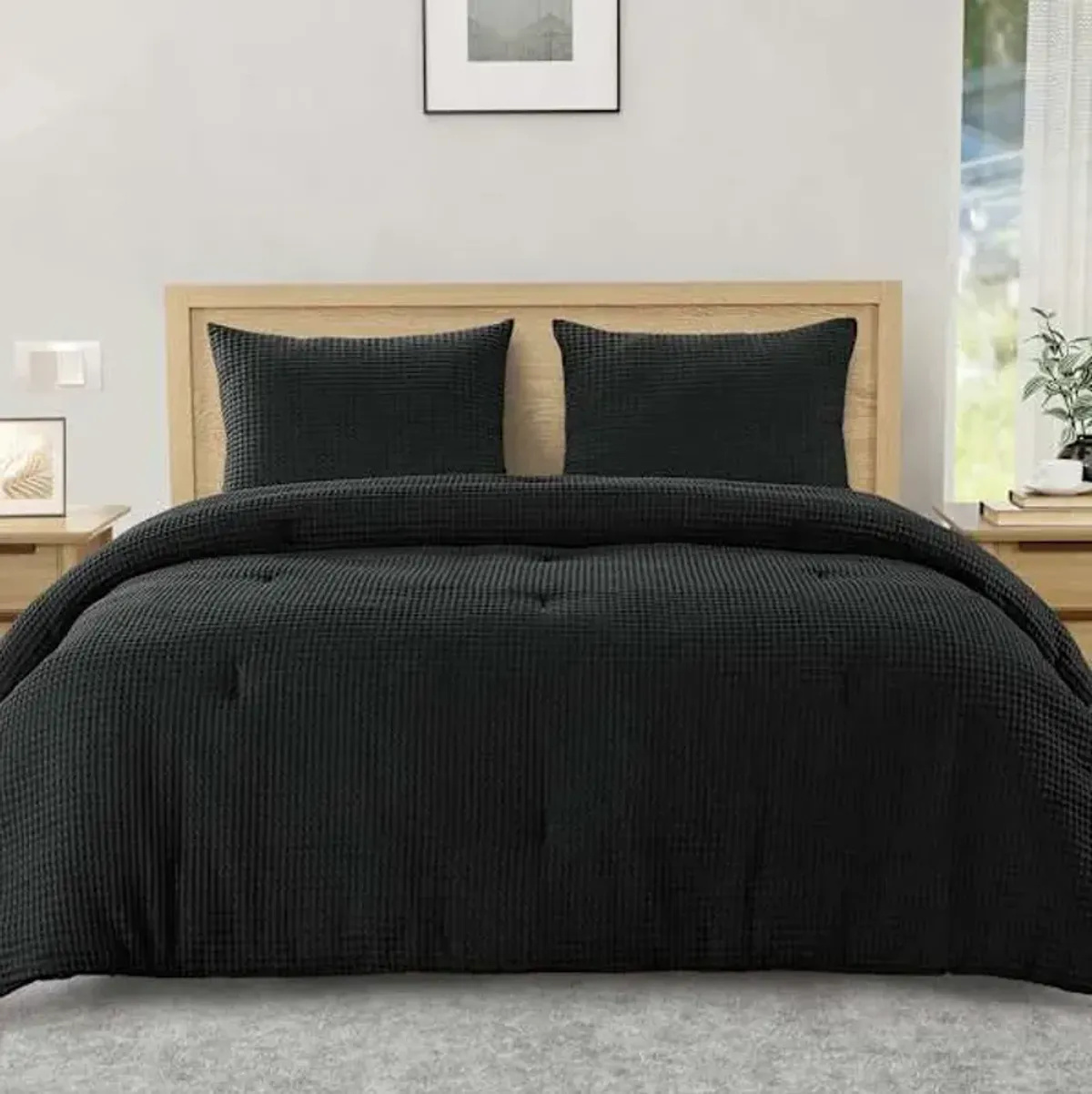 Crosby St. 2-Piece Black Waffle Comforter Set, Twin/Twin XL