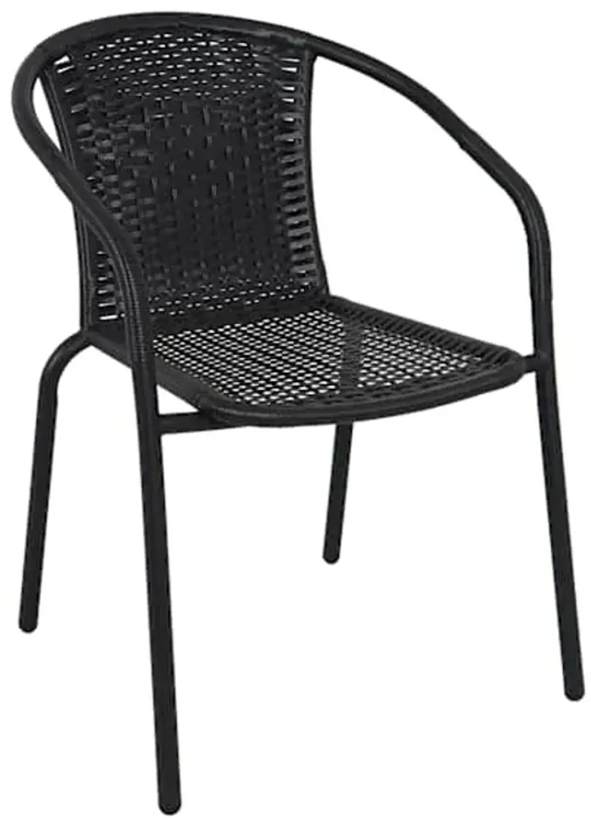 Wicker & Metal Stacking Patio Chair, Black