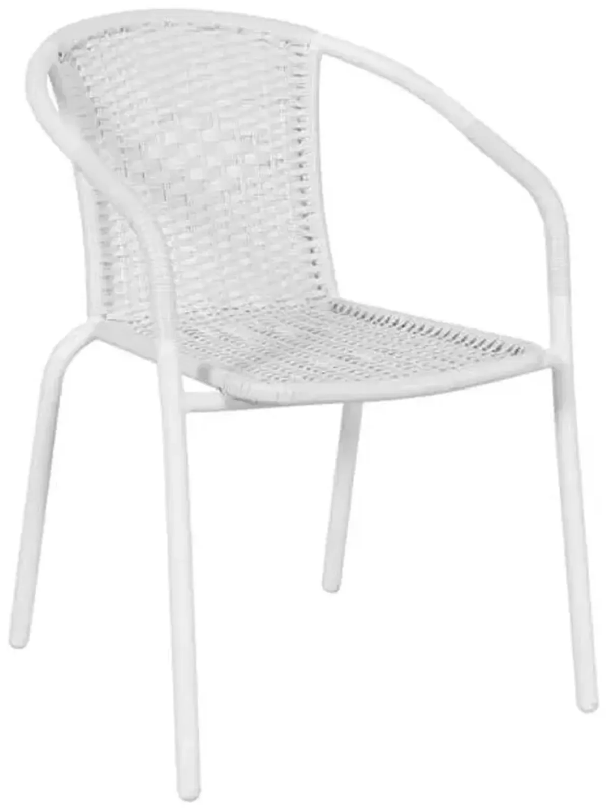 Wicker & Metal Stacking Patio Chair, White
