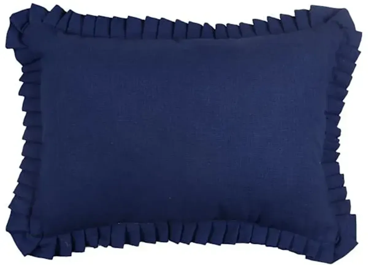 Navy Blue Cotton Slub Throw Pillow with Pleating, 14x20