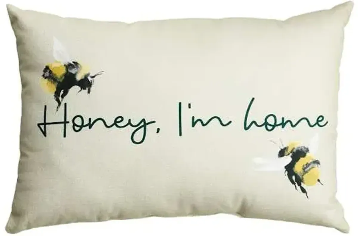 Honey I'm Home Lumbar Outdoor Throw Pillow, 14x20